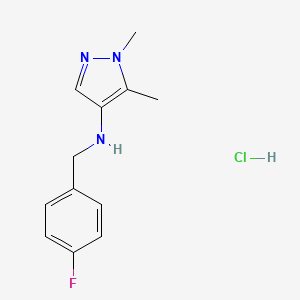 molecular formula C12H15ClFN3 B12231987 N-(4-Fluorobenzyl)-1,5-dimethyl-1H-pyrazol-4-amine 