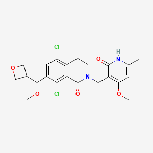 racemic 5,8-dichloro-2-[(4-methoxy-6-methyl-2-oxo-1,2-dihydropyridin-3-yl)methyl]-7-[methoxy(oxetan-3-yl)methyl]-3,4-dihydroisoquinolin-1(2H)-one