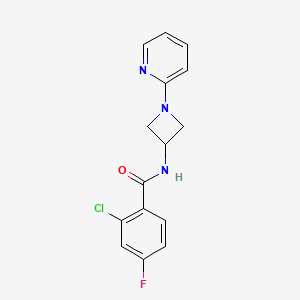 2-chloro-4-fluoro-N-[1-(pyridin-2-yl)azetidin-3-yl]benzamide