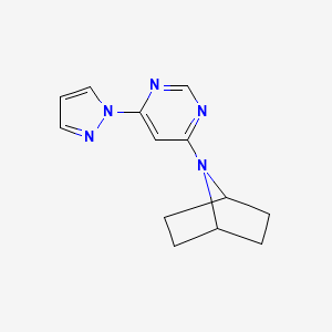 molecular formula C13H15N5 B12232077 7-[6-(1H-pyrazol-1-yl)pyrimidin-4-yl]-7-azabicyclo[2.2.1]heptane 