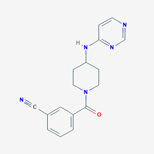 molecular formula C17H17N5O B12232078 3-{4-[(Pyrimidin-4-yl)amino]piperidine-1-carbonyl}benzonitrile 