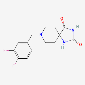 molecular formula C14H15F2N3O2 B12232159 8-[(3,4-Difluorophenyl)methyl]-1,3,8-triazaspiro[4.5]decane-2,4-dione 