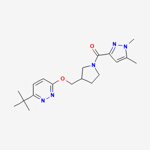 3-tert-butyl-6-{[1-(1,5-dimethyl-1H-pyrazole-3-carbonyl)pyrrolidin-3-yl]methoxy}pyridazine