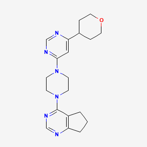 4-(4-{5H,6H,7H-cyclopenta[d]pyrimidin-4-yl}piperazin-1-yl)-6-(oxan-4-yl)pyrimidine