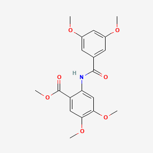 molecular formula C19H21NO7 B1223229 2-[[(3,5-Dimethoxyphenyl)-oxomethyl]amino]-4,5-dimethoxybenzoic acid methyl ester 