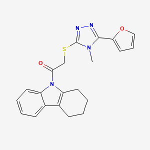 molecular formula C21H20N4O2S B1223230 2-[[5-(2-Furanyl)-4-methyl-1,2,4-triazol-3-yl]thio]-1-(1,2,3,4-tetrahydrocarbazol-9-yl)ethanone 
