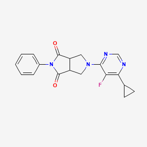 molecular formula C19H17FN4O2 B12232314 5-(6-Cyclopropyl-5-fluoropyrimidin-4-yl)-2-phenyl-octahydropyrrolo[3,4-c]pyrrole-1,3-dione 