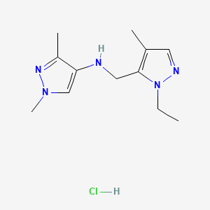 N-[(2-ethyl-4-methylpyrazol-3-yl)methyl]-1,3-dimethylpyrazol-4-amine;hydrochloride