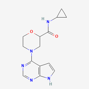 molecular formula C14H17N5O2 B12232364 N-cyclopropyl-4-{7H-pyrrolo[2,3-d]pyrimidin-4-yl}morpholine-2-carboxamide 