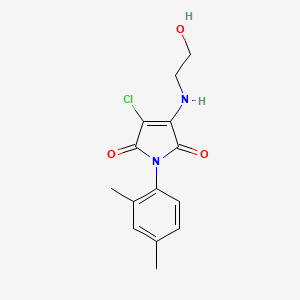 molecular formula C14H15ClN2O3 B1223238 3-氯-1-(2,4-二甲基苯基)-4-(2-羟乙基氨基)吡咯-2,5-二酮 