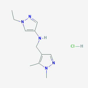 molecular formula C11H18ClN5 B12232402 N-[(1,5-dimethylpyrazol-4-yl)methyl]-1-ethylpyrazol-4-amine;hydrochloride 