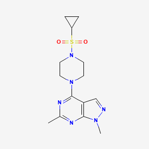 molecular formula C14H20N6O2S B12232436 1-(cyclopropanesulfonyl)-4-{1,6-dimethyl-1H-pyrazolo[3,4-d]pyrimidin-4-yl}piperazine 