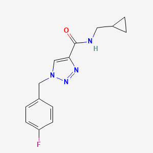 molecular formula C14H15FN4O B12232465 N-(cyclopropylmethyl)-1-[(4-fluorophenyl)methyl]-1H-1,2,3-triazole-4-carboxamide 