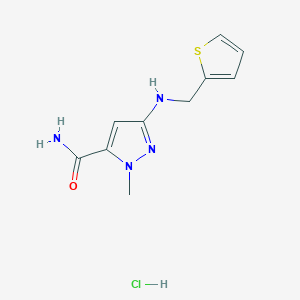 molecular formula C10H13ClN4OS B12232473 1-methyl-3-[(2-thienylmethyl)amino]-1H-pyrazole-5-carboxamide 