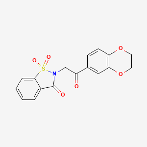 molecular formula C17H13NO6S B1223248 2-[2-(2,3-Dihydro-1,4-benzodioxin-6-yl)-2-oxoethyl]-1,1-dioxo-1,2-benzothiazol-3-one 