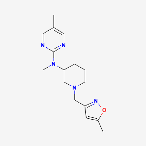 molecular formula C16H23N5O B12232512 N,5-dimethyl-N-{1-[(5-methyl-1,2-oxazol-3-yl)methyl]piperidin-3-yl}pyrimidin-2-amine 