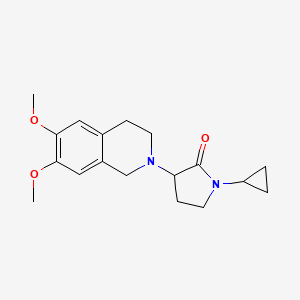 molecular formula C18H24N2O3 B12232538 1-Cyclopropyl-3-(6,7-dimethoxy-1,2,3,4-tetrahydroisoquinolin-2-yl)pyrrolidin-2-one 