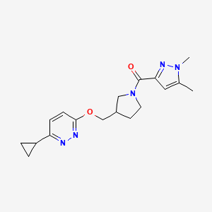 3-cyclopropyl-6-{[1-(1,5-dimethyl-1H-pyrazole-3-carbonyl)pyrrolidin-3-yl]methoxy}pyridazine