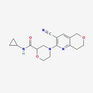 molecular formula C17H20N4O3 B12232678 4-{3-cyano-5H,7H,8H-pyrano[4,3-b]pyridin-2-yl}-N-cyclopropylmorpholine-2-carboxamide 