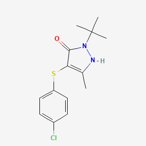 molecular formula C14H17ClN2OS B1223274 2-叔丁基-4-[(4-氯苯基)硫]-5-甲基-1H-吡唑-3-酮 