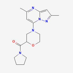 molecular formula C17H23N5O2 B12232743 4-{2,5-Dimethylpyrazolo[1,5-a]pyrimidin-7-yl}-2-(pyrrolidine-1-carbonyl)morpholine 