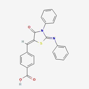 4-{(Z)-[(2Z)-4-oxo-3-phenyl-2-(phenylimino)-1,3-thiazolidin-5-ylidene]methyl}benzoic acid