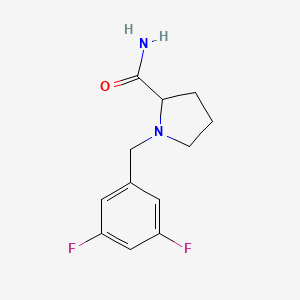 molecular formula C12H14F2N2O B12232804 1-[(3,5-Difluorophenyl)methyl]pyrrolidine-2-carboxamide 