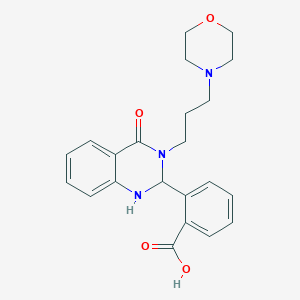 molecular formula C22H25N3O4 B1223289 2-[3-[3-(4-Morpholinyl)propyl]-4-oxo-1,2-dihydroquinazolin-2-yl]benzoic acid 