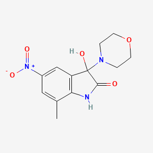 molecular formula C13H15N3O5 B1223293 3-hydroxy-7-methyl-3-(4-morpholinyl)-5-nitro-1H-indol-2-one 