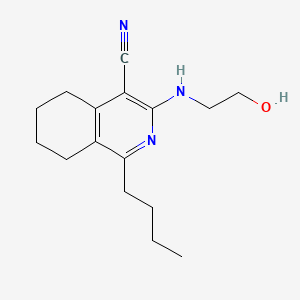 molecular formula C16H23N3O B1223295 1-Butyl-3-(2-hydroxyethylamino)-5,6,7,8-tetrahydroisoquinoline-4-carbonitrile 
