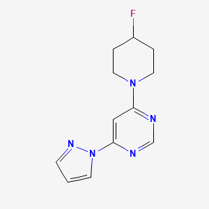 molecular formula C12H14FN5 B12232953 4-(4-fluoropiperidin-1-yl)-6-(1H-pyrazol-1-yl)pyrimidine 