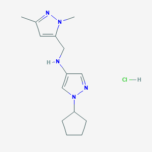 molecular formula C14H22ClN5 B12232973 1-cyclopentyl-N-[(2,5-dimethylpyrazol-3-yl)methyl]pyrazol-4-amine;hydrochloride 