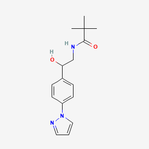 molecular formula C16H21N3O2 B12233004 N-{2-hydroxy-2-[4-(1H-pyrazol-1-yl)phenyl]ethyl}-2,2-dimethylpropanamide 