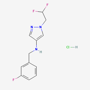 molecular formula C12H13ClF3N3 B12233044 1-(2,2-difluoroethyl)-N-[(3-fluorophenyl)methyl]pyrazol-4-amine;hydrochloride 