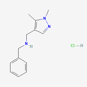 N-[(1,5-dimethylpyrazol-4-yl)methyl]-1-phenylmethanamine;hydrochloride