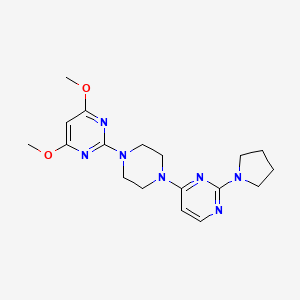 molecular formula C18H25N7O2 B12233163 4-[4-(4,6-Dimethoxypyrimidin-2-yl)piperazin-1-yl]-2-(pyrrolidin-1-yl)pyrimidine 