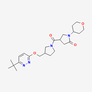 4-(3-{[(6-Tert-butylpyridazin-3-yl)oxy]methyl}pyrrolidine-1-carbonyl)-1-(oxan-4-yl)pyrrolidin-2-one