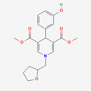 molecular formula C20H23NO6 B1223323 4-(3-hydroxyphenyl)-1-(2-oxolanylmethyl)-4H-pyridine-3,5-dicarboxylic acid dimethyl ester 