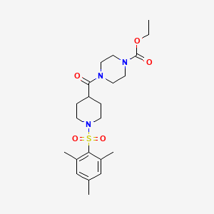 molecular formula C22H33N3O5S B1223325 Ethyl 4-{[1-(mesitylsulfonyl)-4-piperidinyl]carbonyl}-1-piperazinecarboxylate 