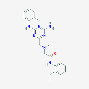 molecular formula C22H27N7O B1223328 2-[[4-氨基-6-(2-甲基苯胺)-1,3,5-三嗪-2-基]甲基-甲基氨基]-N-(2-乙基苯基)乙酰胺 