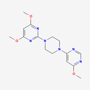 molecular formula C15H20N6O3 B12233284 4,6-Dimethoxy-2-[4-(6-methoxypyrimidin-4-yl)piperazin-1-yl]pyrimidine 