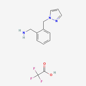 molecular formula C13H14F3N3O2 B12233341 1-{2-[(1H-pyrazol-1-yl)methyl]phenyl}methanamine; trifluoroacetic acid 