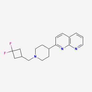 molecular formula C18H21F2N3 B12233342 2-{1-[(3,3-Difluorocyclobutyl)methyl]piperidin-4-yl}-1,8-naphthyridine 