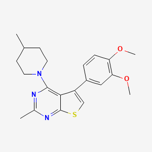 molecular formula C21H25N3O2S B1223343 5-(3,4-Dimethoxyphenyl)-2-methyl-4-(4-methyl-1-piperidinyl)thieno[2,3-d]pyrimidine 