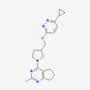 3-cyclopropyl-6-[(1-{2-methyl-5H,6H,7H-cyclopenta[d]pyrimidin-4-yl}pyrrolidin-3-yl)methoxy]pyridazine