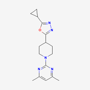 molecular formula C16H21N5O B12233490 2-[4-(5-Cyclopropyl-1,3,4-oxadiazol-2-yl)piperidin-1-yl]-4,6-dimethylpyrimidine 