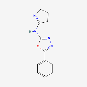 molecular formula C12H12N4O B1223351 N-(3,4-dihydro-2H-pyrrol-5-yl)-5-phenyl-1,3,4-oxadiazol-2-amine 