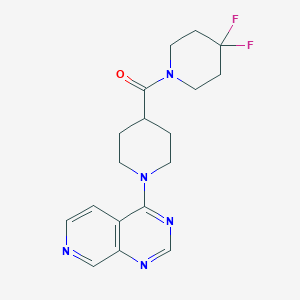 molecular formula C18H21F2N5O B12233574 4-(4,4-Difluoropiperidine-1-carbonyl)-1-{pyrido[3,4-d]pyrimidin-4-yl}piperidine 