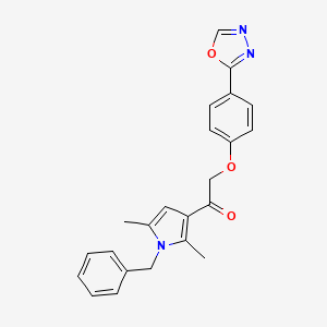 molecular formula C23H21N3O3 B1223358 1-[2,5-Dimethyl-1-(phenylmethyl)-3-pyrrolyl]-2-[4-(1,3,4-oxadiazol-2-yl)phenoxy]ethanone 