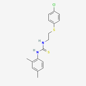 molecular formula C17H19ClN2S2 B1223359 1-[2-[(4-Chlorophenyl)thio]ethyl]-3-(2,4-dimethylphenyl)thiourea 